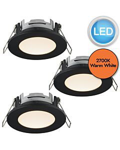 Nordlux - Set of 3 Leonis - 49160103 - LED Black IP65 Bathroom Recessed Ceiling Downlights