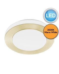 Eglo Lighting - LED Carpi - 900369 - LED Brushed Brass White 3 Light IP44 Bathroom Ceiling Flush Light