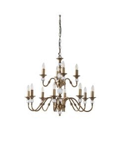 Interiors 1900 - Polina - LX124P12B - Antique Brass Clear Crystal Glass 12 Light Chandelier