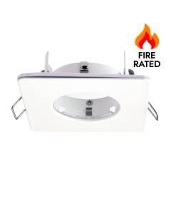 Saxby Lighting - Speculo - 80244 - White Clear Glass IP65 Square Bathroom Recessed Fire Rated Ceiling Downlight