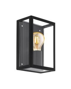 Eglo Lighting - Alamonte 1 - 94831 - Black Clear Glass IP44 Outdoor Half Lantern Wall Light
