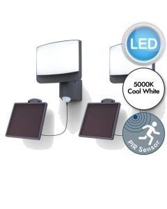 Set of 2 Sunshine - 11W LED Grey Opal IP54 Solar Outdoor Sensor Floodlights