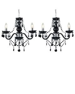 Set of 2 Black and Chrome Marie Therese Style 3 x 40W Chandelier