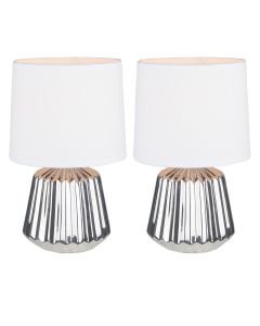 Set of 2 Jess - Chrome Ceramic Lamps