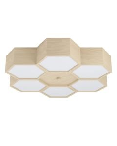 Eglo Lighting - Mirlas - 98863 - Wood White 6 Light Flush Ceiling Light