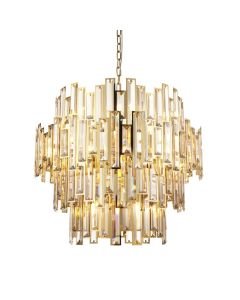 Ray - Gold Champagne Crystal Glass 15 Light Ceiling Pendant Light