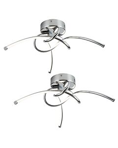 Set of 2 Twist - Chrome LED Flush Ceiling Lights