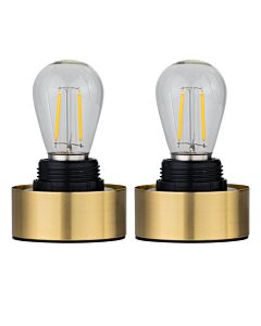 Set of 2 Porter - Satin Brass Battery Operated Lamp Bases Only