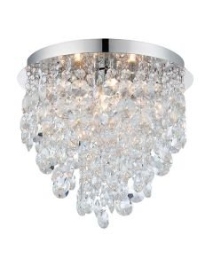 Endon Lighting - Kristen - 61233 - Clear Crystal Glass Chrome 3 Light IP44 Bathroom Ceiling Flush Light