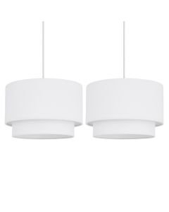 Pair of White 2 Tier Ceiling Light Shades