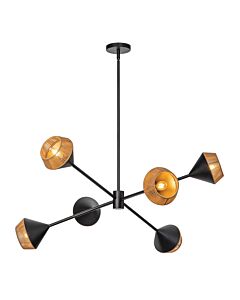 Elstead Lighting - Daphne - ALM-DAPHNE6-MB - Black Rope 6 Light Ceiling Pendant Light