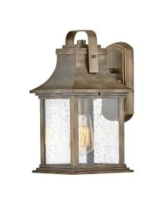Quintiesse - Grant - QN-GRANT-S-BU - Brass Clear Seeded Glass IP44 Outdoor Wall Light