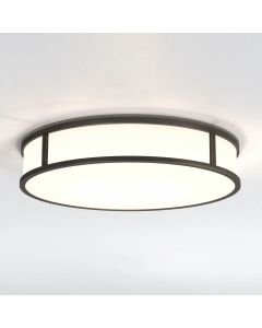 Astro Lighting - Mashiko 400 Round - 1121085 - Bronze & White Glass 3 Light IP44 Bathroom Ceiling Flush Light