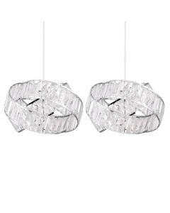 Set of 2 Clear Jewelled Layered Twist Ceiling Light Shades