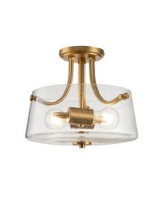 Quoizel Lighting - Hollister - QZ-HOLLISTER-SF-BB - Brushed Brass Clear Glass 2 Light Flush Ceiling Light