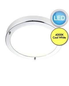 Saxby Lighting - Portico LED - 54676 - LED Chrome Frosted Glass IP44 Bathroom Ceiling Flush Light