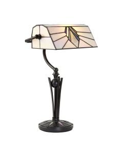 Interiors 1900 - Astoria - 70909 - Black With Glass Inserts Tiffany Task Table Lamp