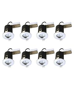 Set of 8 Fire Rated Downlights - Chrome Fixed Recessed Downlight
