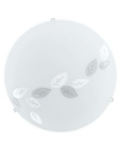 Eglo Lighting - Mars - 80264 - White Leaf Motif Glass Flush Ceiling Light