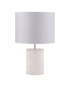 Cylinder Grey Terrazzo Table Lamp with Grey Fabric Shade