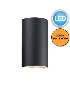 Nordlux - Rold Round - 84141003 - LED Black Clear Glass 2 Light IP44 Outdoor Wall Washer Light