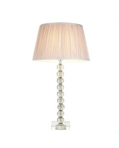 Endon Lighting - Adelie - 100343 - Green Tint Crystal Glass Nickel Dusky Pink Table Lamp With Shade