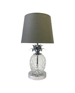 Chrome Pineapple Touch Lamp with Grey Shade
