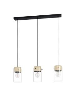 Eglo Lighting - Madreselva - 43546 - Black Clear Glass 3 Light Bar Ceiling Pendant Light