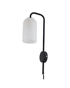 Victoria - Black Plug in Wall Light with Frosted Glass Shade