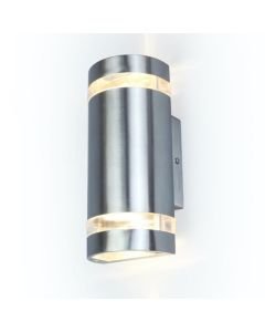 Lutec - Focus - 5604021001 - Stainless Steel Clear Glass 2 Light IP44 Outdoor Wall Washer Light