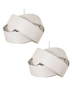 Set of 2 Twist - Pale Gold Shimmer Linen Layered Pendant Shades