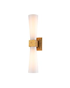 Elstead Lighting - Kristy - KRISTY-2WB-DG-OPAL - Distressed Gold Opal Glass 2 Light IP44 Bathroom Wall Light