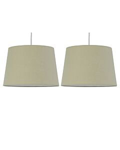 Set of 2 Sage Green Cotton 28cm Tapered Cylinder Pendant or Lamp Shades