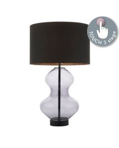 Thompson - Black Grey Glass Touch Table Lamp With Shade