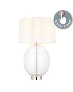 Dawson - Nickel Glass Vintage White Touch Table Lamp With Shade