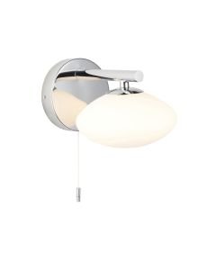 Doge - Chrome & Opal Glass IP44 Pull Cord Bathroom Wall Light