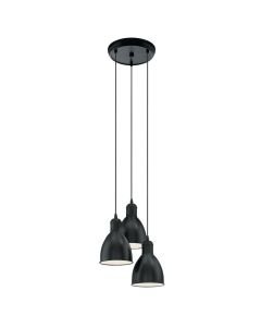 Eglo Lighting - Priddy - 49465 - Black White 3 Light Ceiling Pendant Light