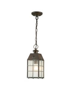 Quintiesse - Nantucket - QN-NANTUCKET8-M-AS - Aged Brass Clear Seeded Glass IP44 Outdoor Ceiling Pendant Light