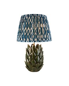 Endon Lighting - Layered Leaf & Ikat 35cm - 116451 - Olive Green Aged Brass Blue Ceramic Table Lamp With Shade