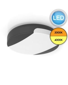 Lutec - Sweep - 6303401118 - LED Dark Grey Opal IP54 Outdoor Ceiling Flush Light