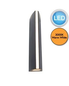 Lutec - Leo - 5192701335 - LED Dark Grey Opal Glass IP54 Outdoor Wall Washer Light