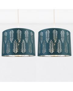 Set of 2 Spruce Teal Cut Out Shades with Chrome Inner