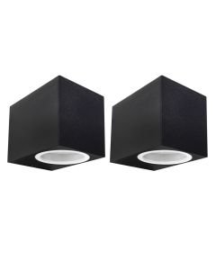Set of 2 Falmouth - Black Downards Outdoor IP44 Wall Lights