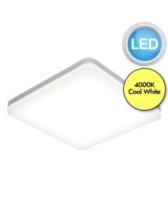 Saxby Lighting - Noble - 54487 - LED Opal Silver IP44 Square Bathroom Ceiling Flush Light