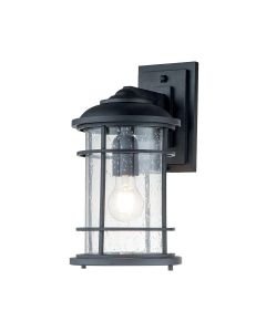 Feiss Lighting - Lighthouse - FE-LIGHTHOUSE2-M-BLK - Black Clear Seeded Glass IP44 Outdoor Wall Light
