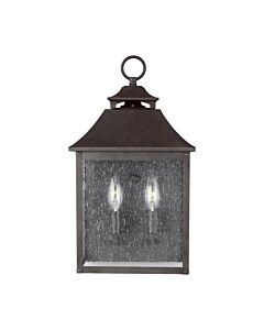 Feiss Lighting - Galena - FE-GALENA7-SBL - Sable Clear Seeded Glass 2 Light IP44 Outdoor Half Lantern Wall Light