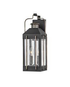 Hinkley Lighting - Fitzgerald - HK-FITZGERALD2-M - Black Clear Seeded Glass 2 Light IP44 Outdoor Half Lantern Wall Light