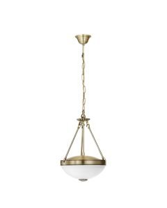 Eglo Lighting - Savoy - 82747 - Bronze White Glass 2 Light Ceiling Pendant Light