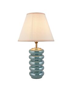 Endon Lighting - Squash & Ivy 25cm - 116492 - Ocean Spray Aged Brass Vintage White Ceramic Table Lamp With Shade