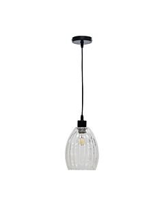 Birch - Clear Fluted Glass with Black Pendant Fitting